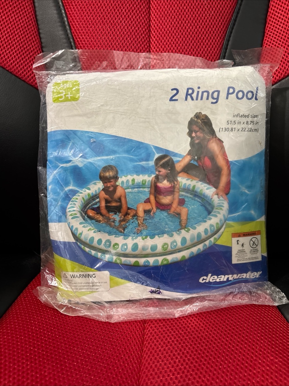 Clearwater Kids 2-Ring Inflatable Pool - Blue/White